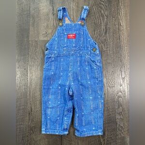 OSHKOSH Vestbak Vintage Embroidered Baseball Bats Ball Boys Jean Overalls USA
